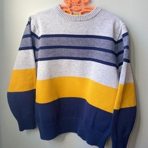 Boys navy blue and yellow striped sweater